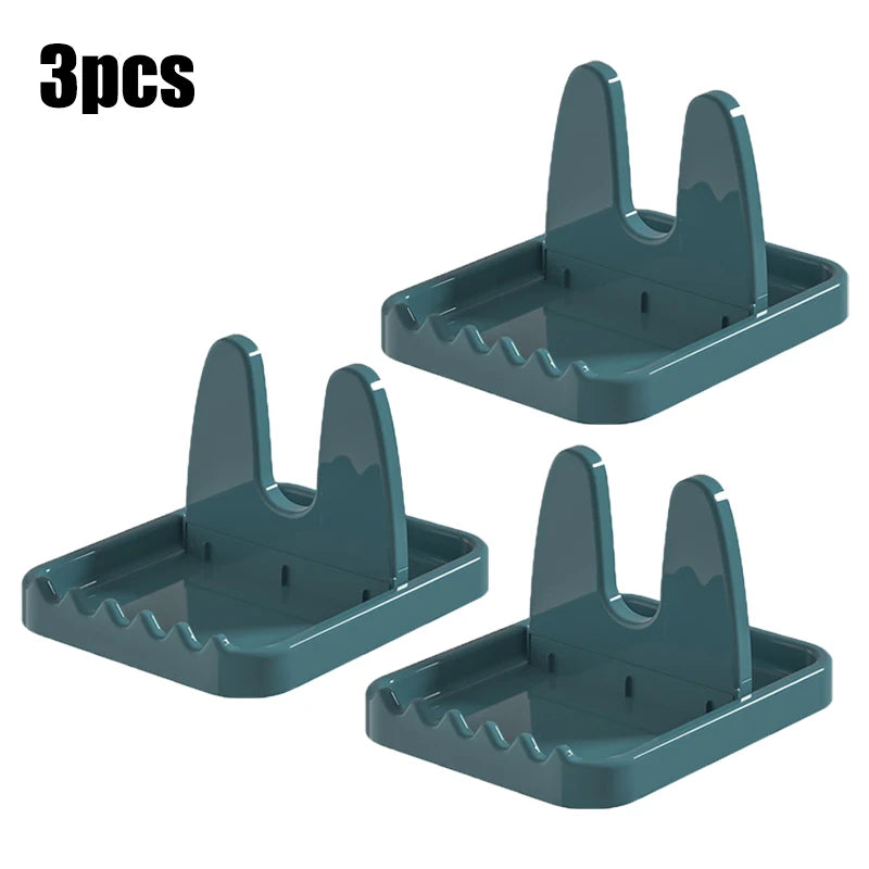 Foldable Pot Holder Plastic Spoon Holder Vertical Kitchen Storage Rack Suitable For Ladle Forks And Lid Rack Storage Rack Qme blue-3pcs