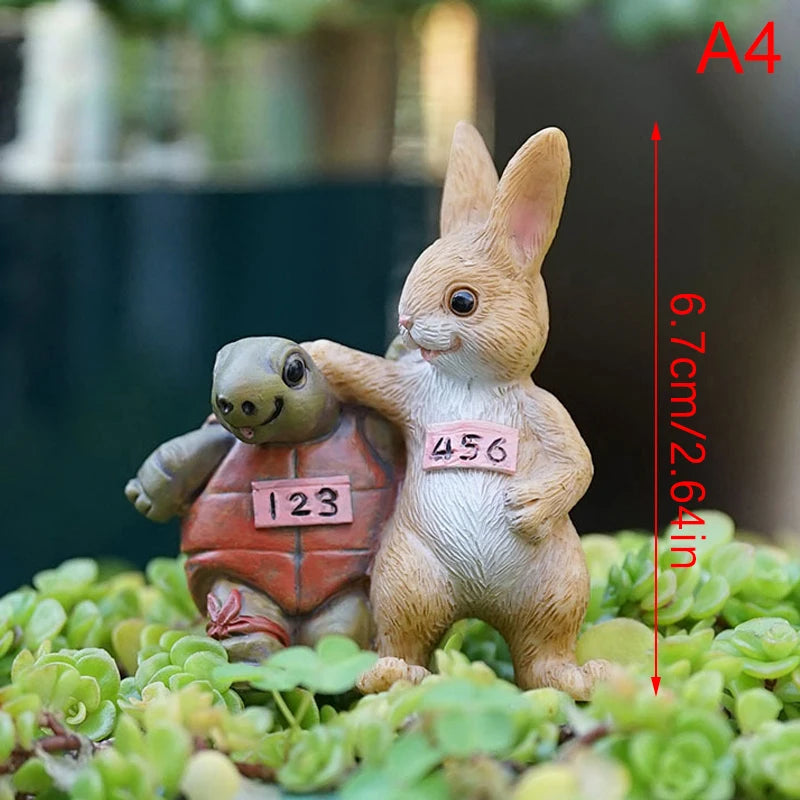 Mini Countryside Turtles Rabbits Hedgehog Statues Sculptures Yoga Qme A4