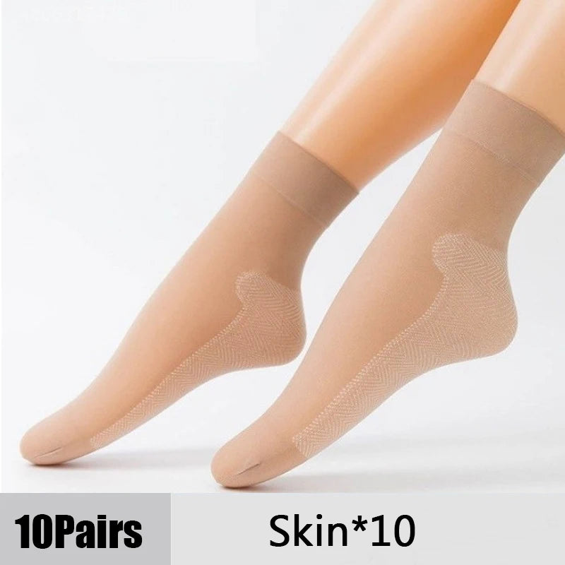 1 10 Pairs Women Socks Soft Woman Summer Ultrathin Breathable Sock Qme Skin-10Pairs One Size