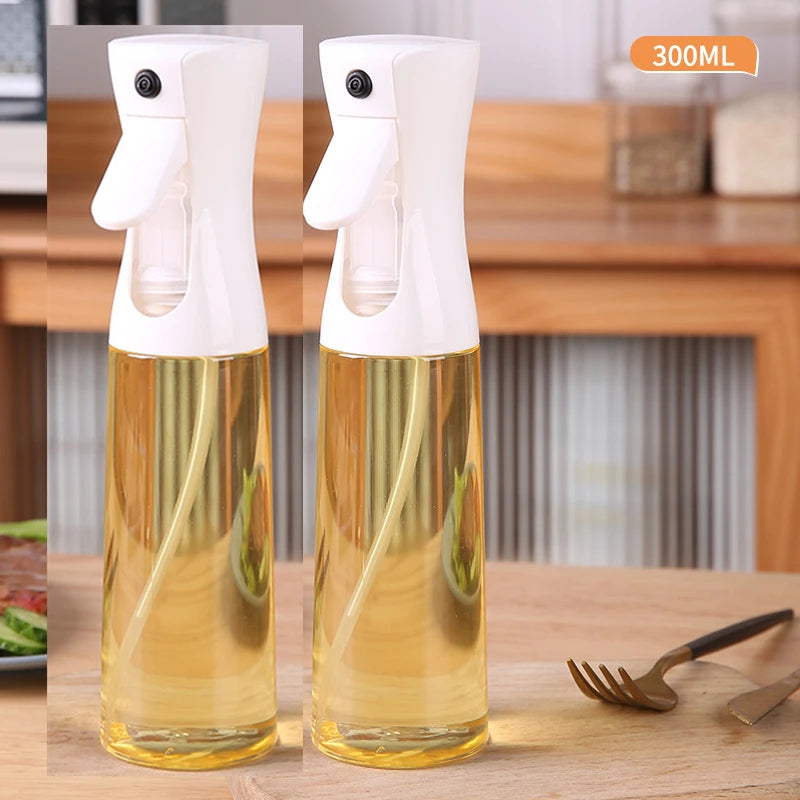 Oil Spray Bottle For Cooking Kitchen Olive Oil Sprayer For Camping BBQ Baking Vinegar Soy Sauce 200ml 300ml Kitchen Accessories Qme 2PCS White 300ML