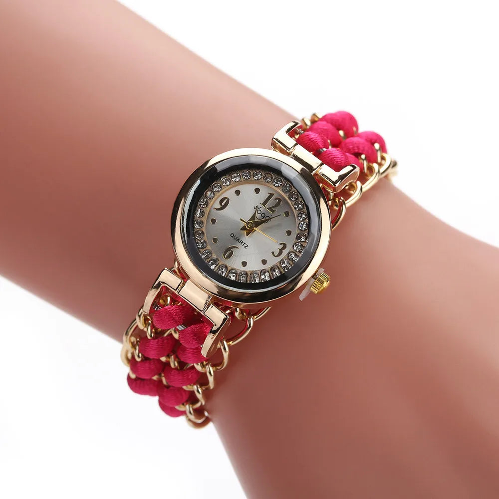 Women Knitting Rope Chain Winding Analog Quartz Movement Wrist Watch Fashionable Simple Style Quartz Wristwatch Reloj Mujer Qme