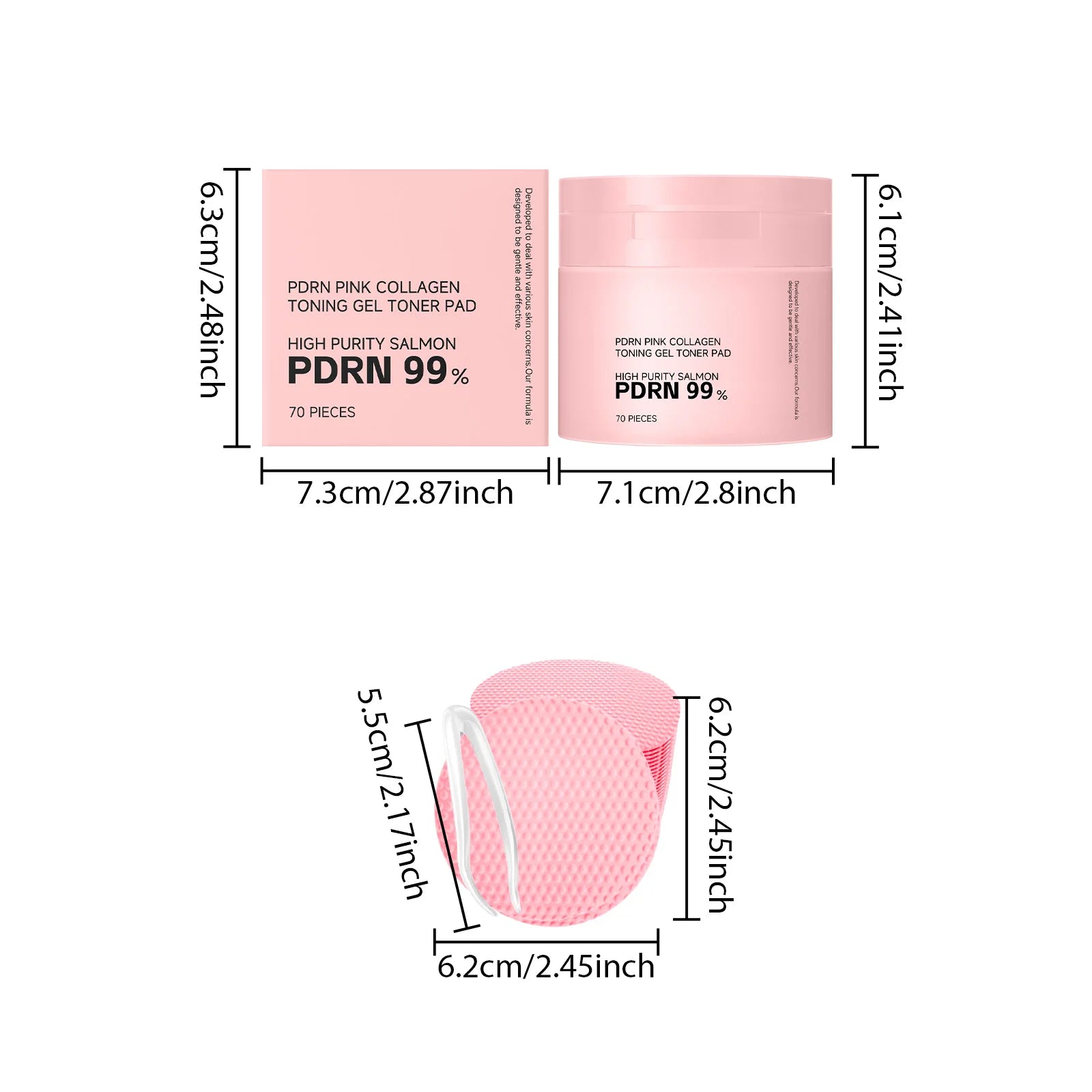 PDRN Pink Collagen Toning Gel Toner Pad Hydrating Shrink Pores Brightening Improve Skin Elasticity Smoothing Firming Cotton Pads Qme