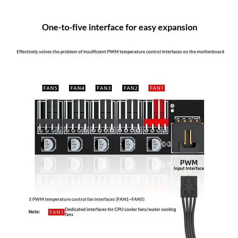 5 Way Expansion 4 Pin PWM Fan Hub Splitter Cable Multi Configurations Qme