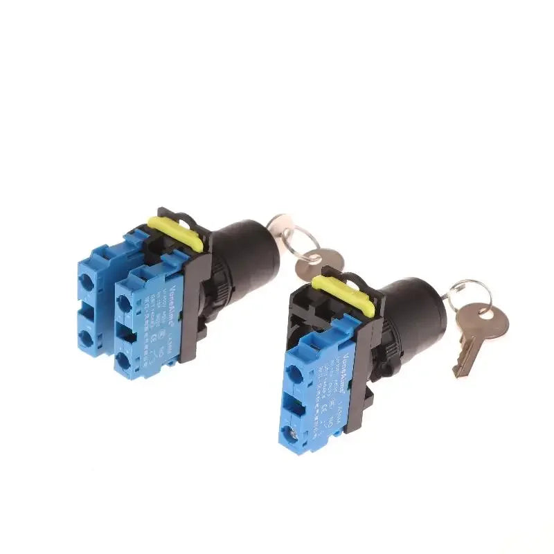 12v 220v 10A 2/3 Position 1/2NO 1/2NC On Off Knob Button Rotary Switch Selector With Keys 22mm LA36M Key Switch Qme