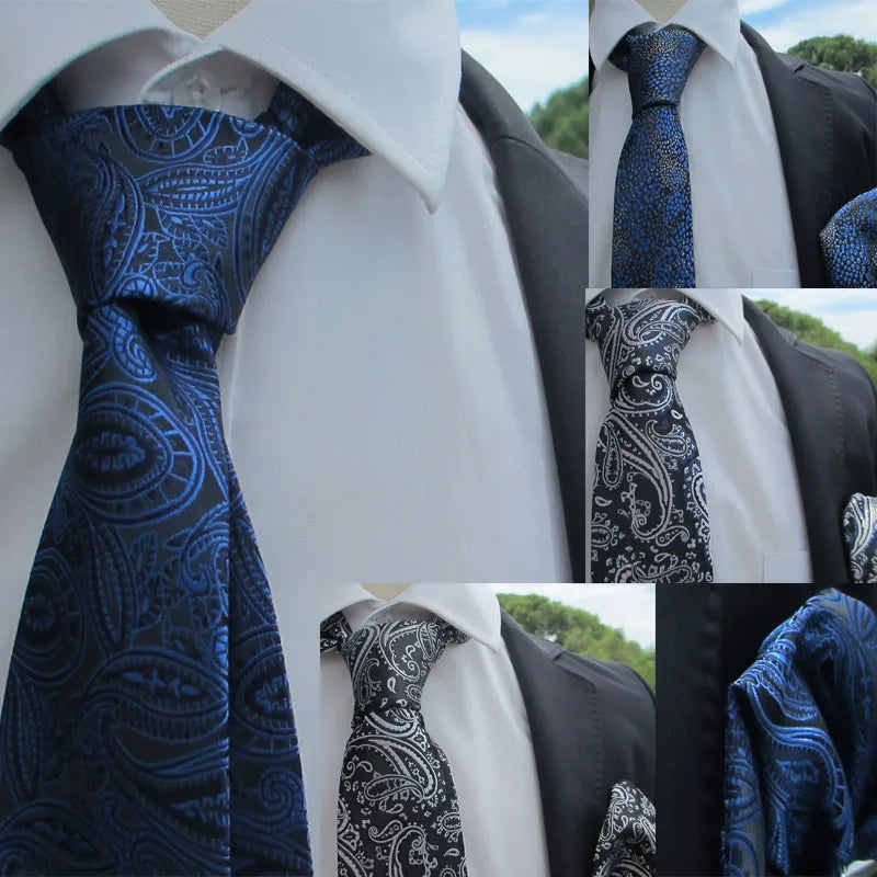 Fashion Men's Classic Paisley Ties Hanky Wedding Business Neckties Qme