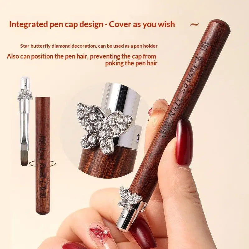 Nail Art Brushes Professional Tech Detachable Rod Zircon Butterfly Qme