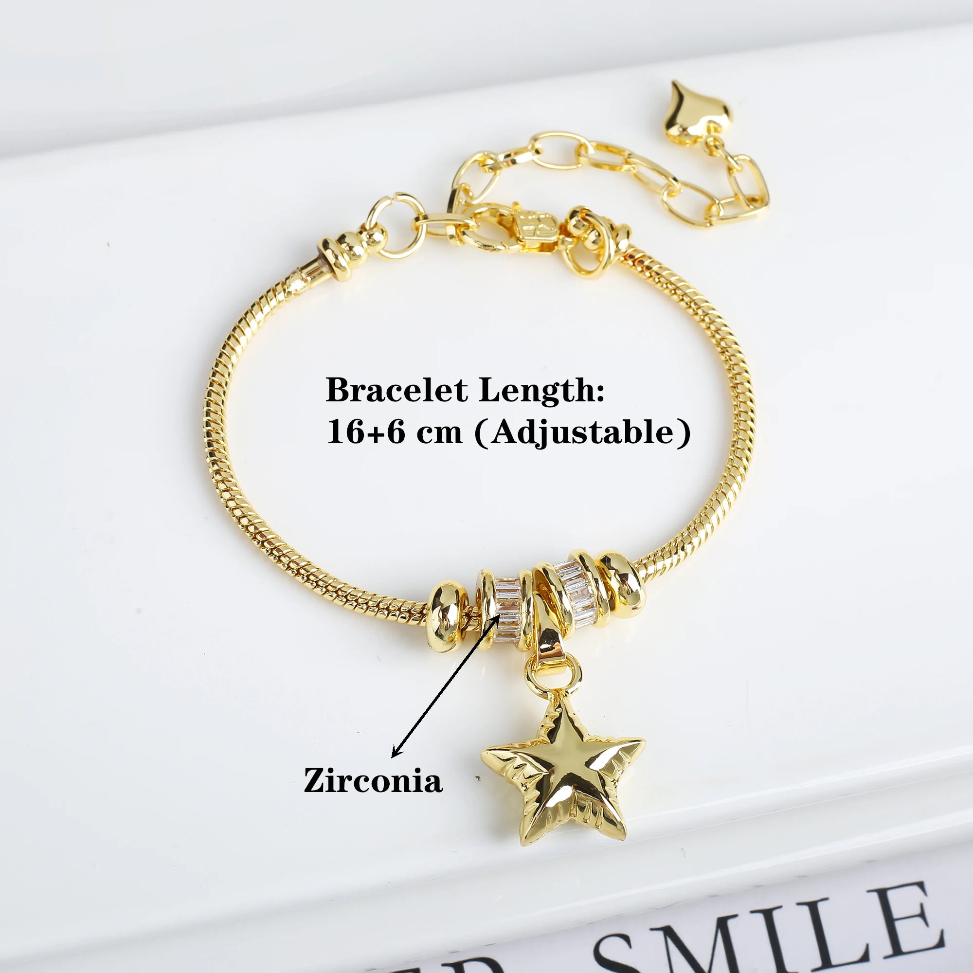 Adjustable Zirconia Geometric Character Heart Shape Snake Chain Bracelet Fashion For Woman Girl Holiday Birthday Jewelry Gift Qme