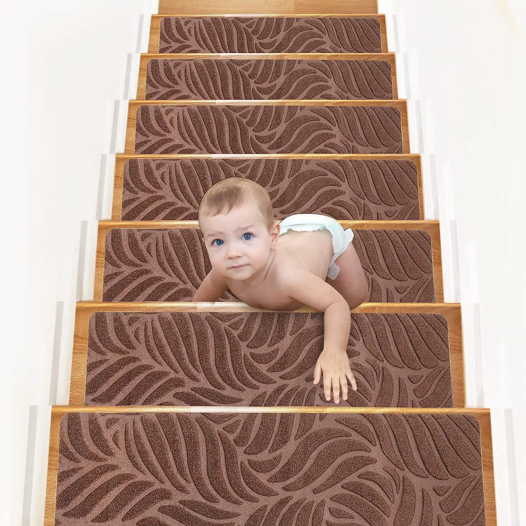 Staircase Step Treads Peel Stick Wooden Steps 15 Non-skid Safety Rug Qme