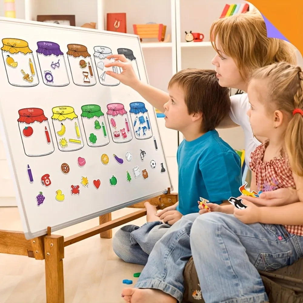 Color Recognition Magnetic Sorting Set Educational Magnet Fruit Toys for Baby Toddlers Kids Magnets for Refrigerator Whiteboard Qme