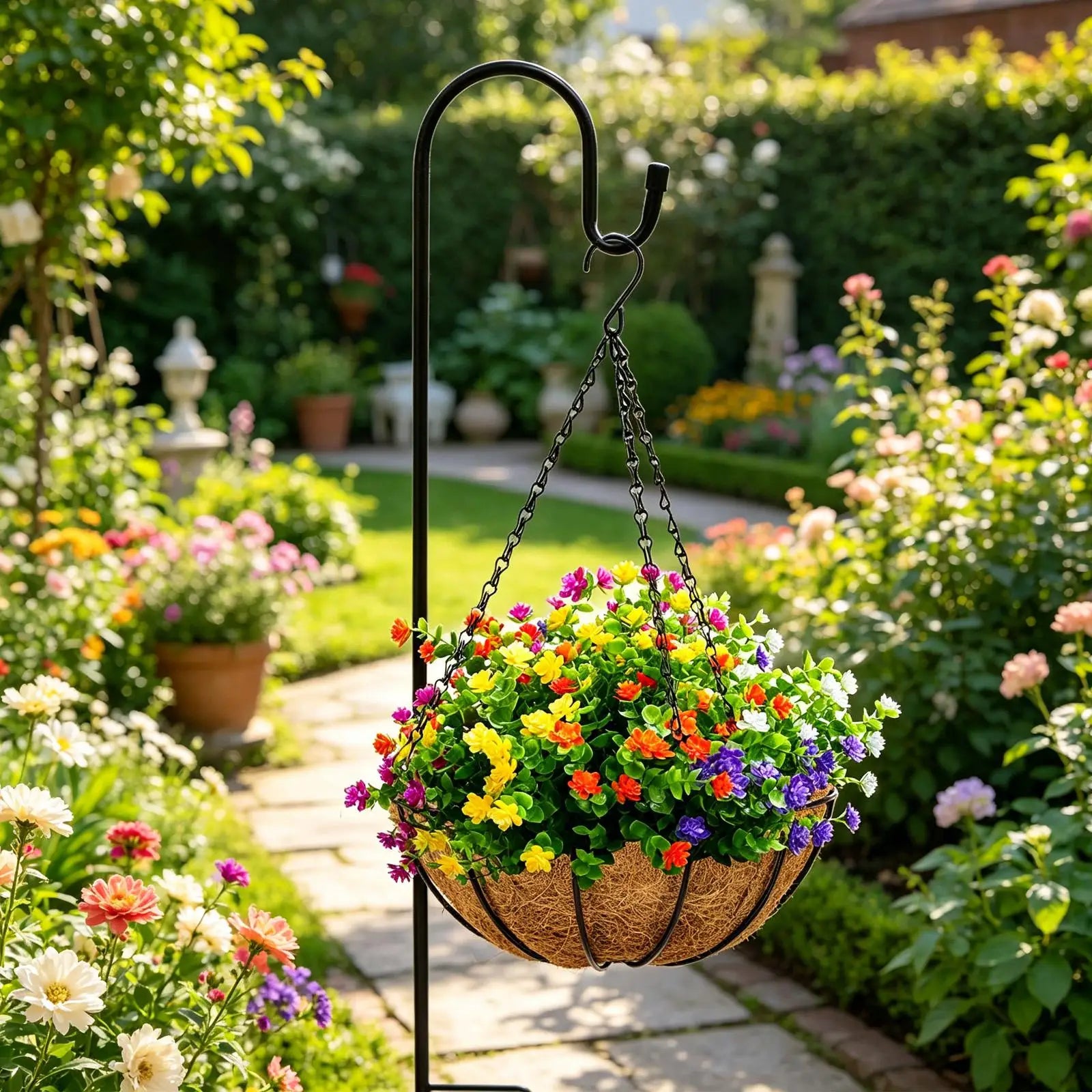 Bird Feeder Hook 120cm Heavy Duty Metal Hanger 2 Pieces Plant Hooks Outdoor For Garden Lawn Yard Outdoor Bird Feeders Lanterns Qme