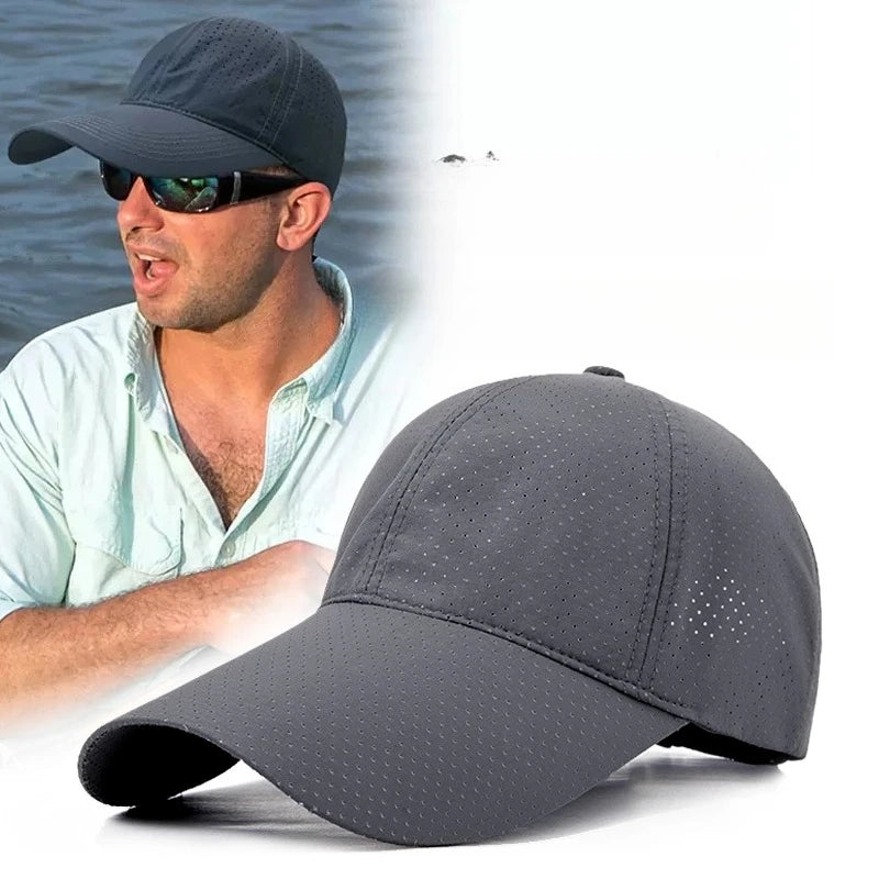 Quick Dry Fishing Hat Ventilated Mesh Long Brim Baseball Cap Outdoor Qme