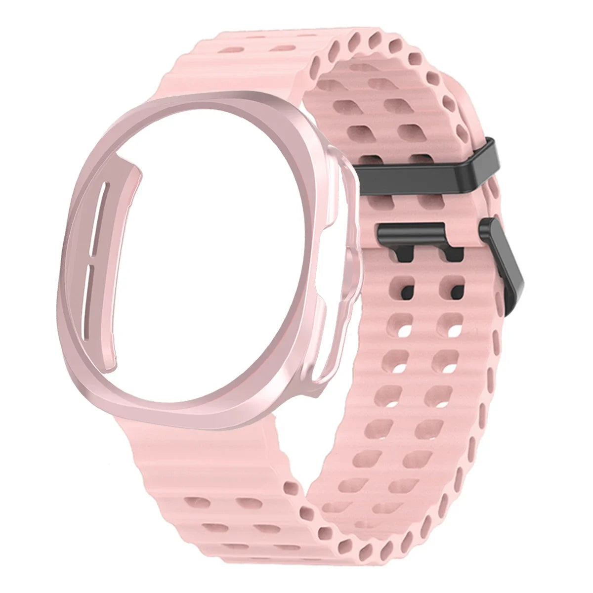 Case+Strap for Samsung Galaxy Watch 7 Ultra 47mm Sport Silicone Band Bracelet PC Case Protective Cover for Galaxy Watch 7 Ultra Qme pink rose gold Galaxy Watch 7 ultra