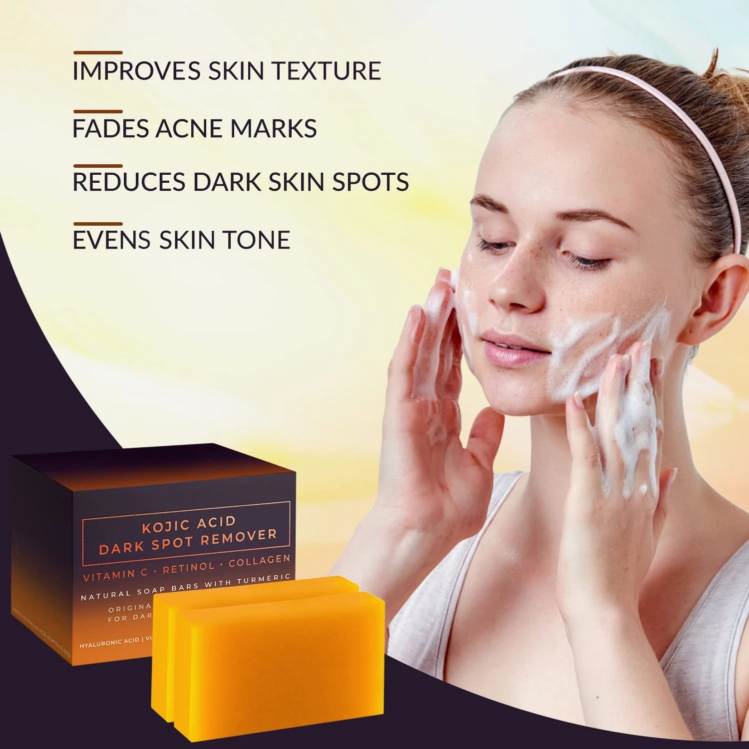 Kojic Acid Dark Spot Remover Whitening Soap Handmade Skin Care Deep Cleaning Moisturizing Cleansing Essential Soap Brighten Skin Qme