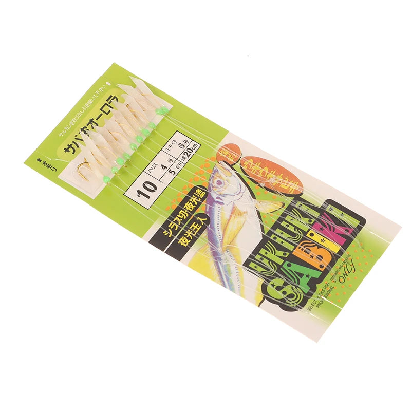White Fish Skin Bionic String Hook Apollo Uki Sabiki Fishing Qme Hook 10