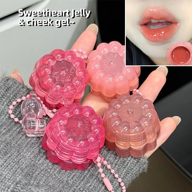 QIBEST New Moisturizing Mirror Lip Glaze Long Lasting Lip and Cheek Dual-Purpose Gel Jelly Water-Glow Colorful Lip Stain Blusher Qme