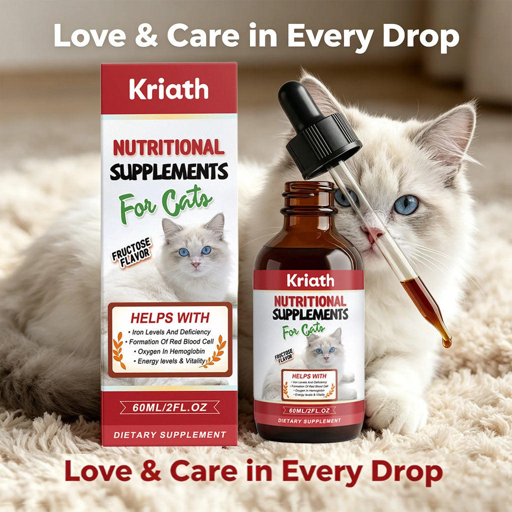 Kriath Cat Nutritional Supplement Drop Boost Energy Vitality & Red Blood Promote Healthy Growth Multivitamin Iron Support Liquid Qme Default Title