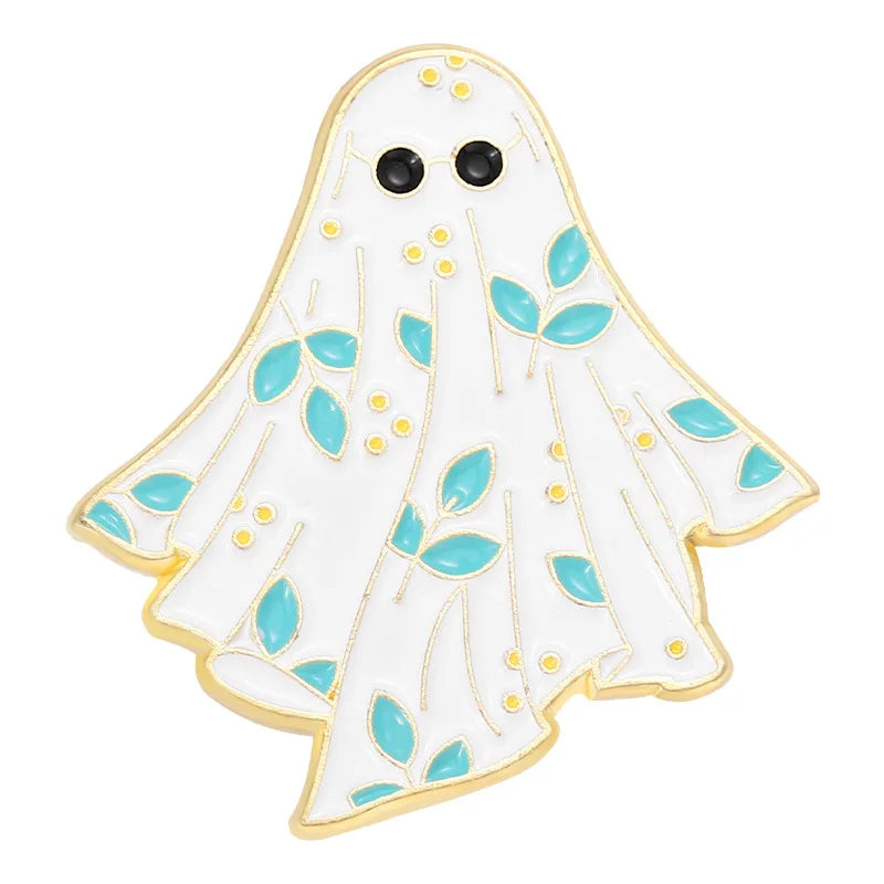 Ghost Enamel Pins Flower Punk Halloween Funny Cute Brooches Metal Badges Lapel Pin Women Kids Gifts Gothic Jewelry Wholesale Qme style 1