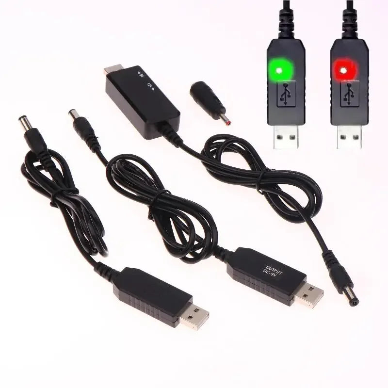DC 5V 12V USB Cable Boost Converter Step-up Cord Wifi Router Modem Qme