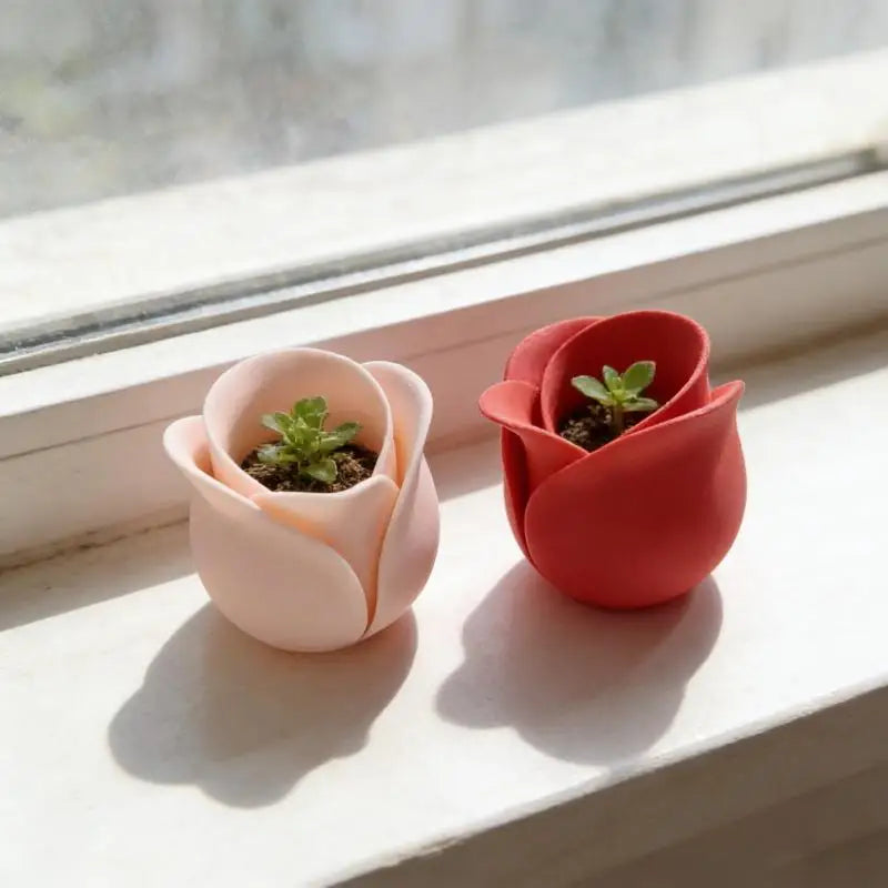 Daily Gardening Home Decoration Flowerpots Rose Shape Succulent Basin Qme