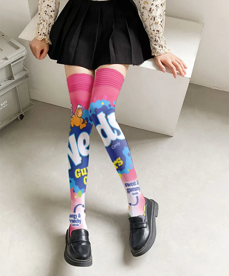 Fun Snacks Food Women's Stockings Skateboard Teen Harajuku Fashion Qme