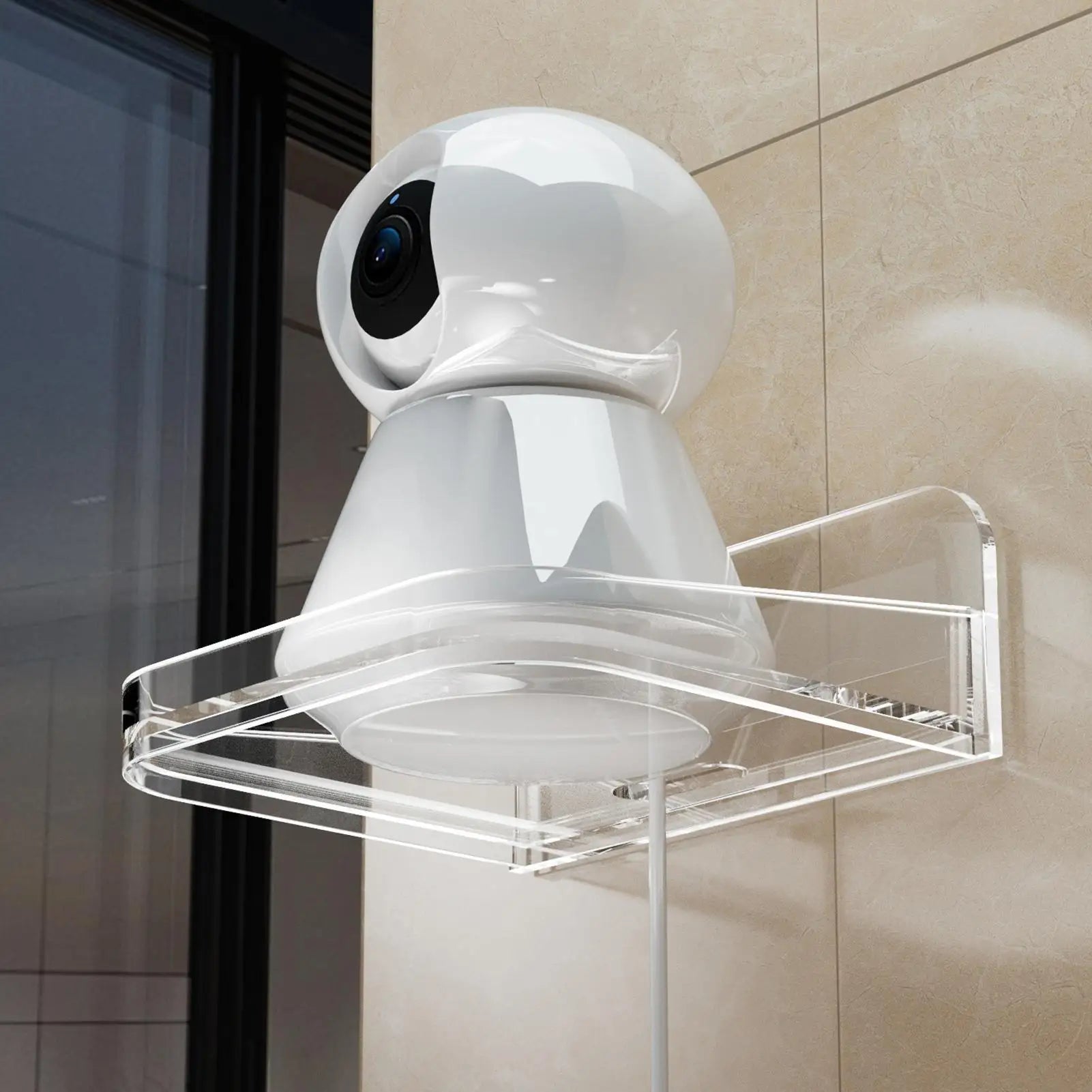 Small Shelf Wall Mount Tiny Wall Shelf Security Camera Bracket Holder Floating Display for Window Apartment Renter Bedroom Dorm Qme
