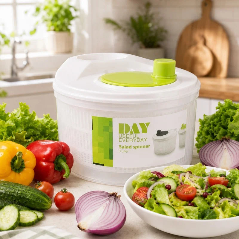 Multifunctional Manual Salad Spinner Household Vegetable Salad Dehydrator Kitchen Vegetable Drainer Filter Fresh-keeping Tool Qme Default Title