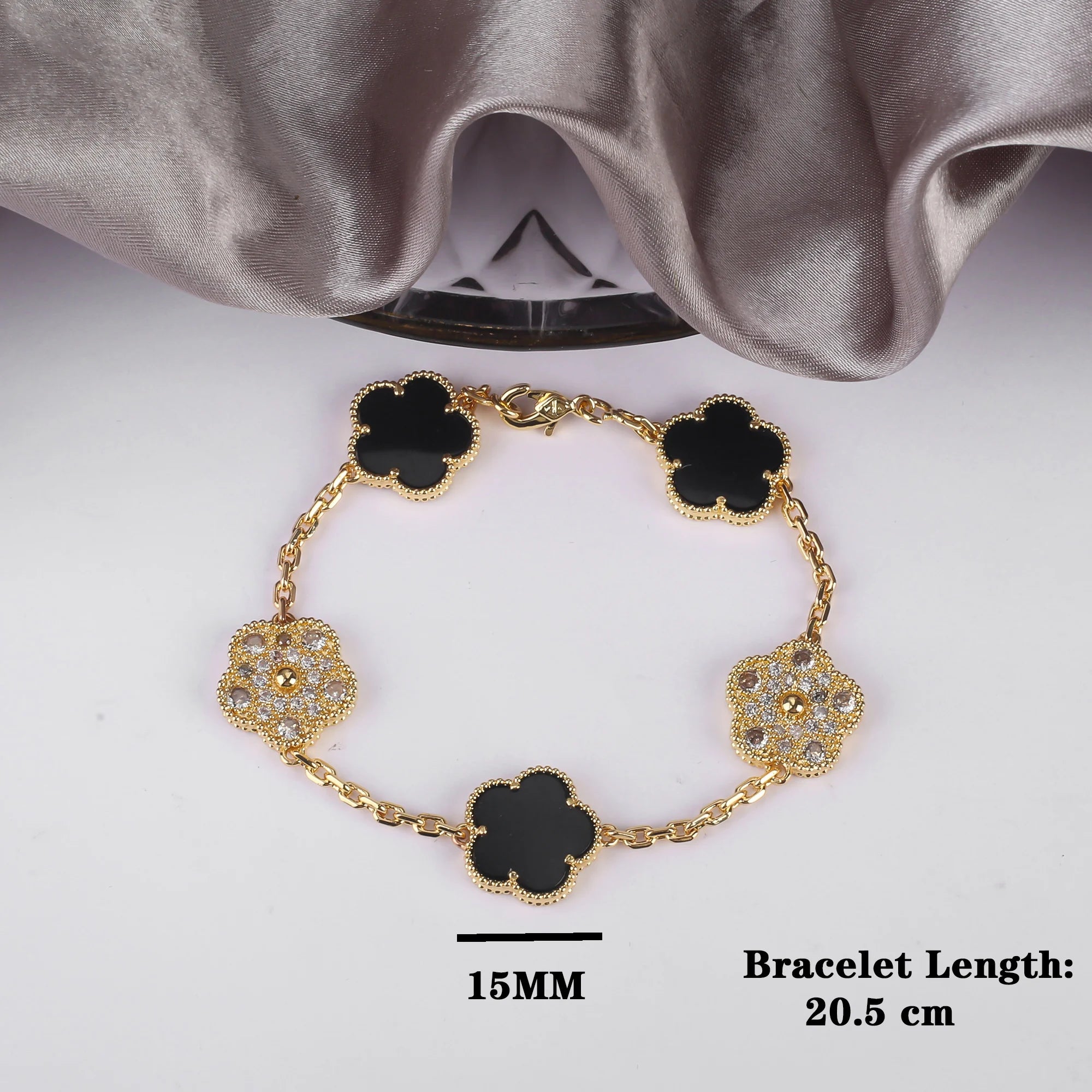 INS Hot Selling 15mm Natural Stone Five Leaf Flower Set Bracelet Necklace Flower Jewelry For Women Free Shipping For Daily Wear Qme 28 Gold