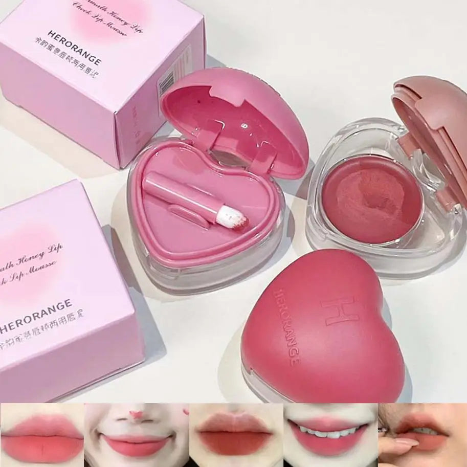 HERORANGE Lip Cheek Dual-purpose Mud Lipstick Natural All-match Matte Qme