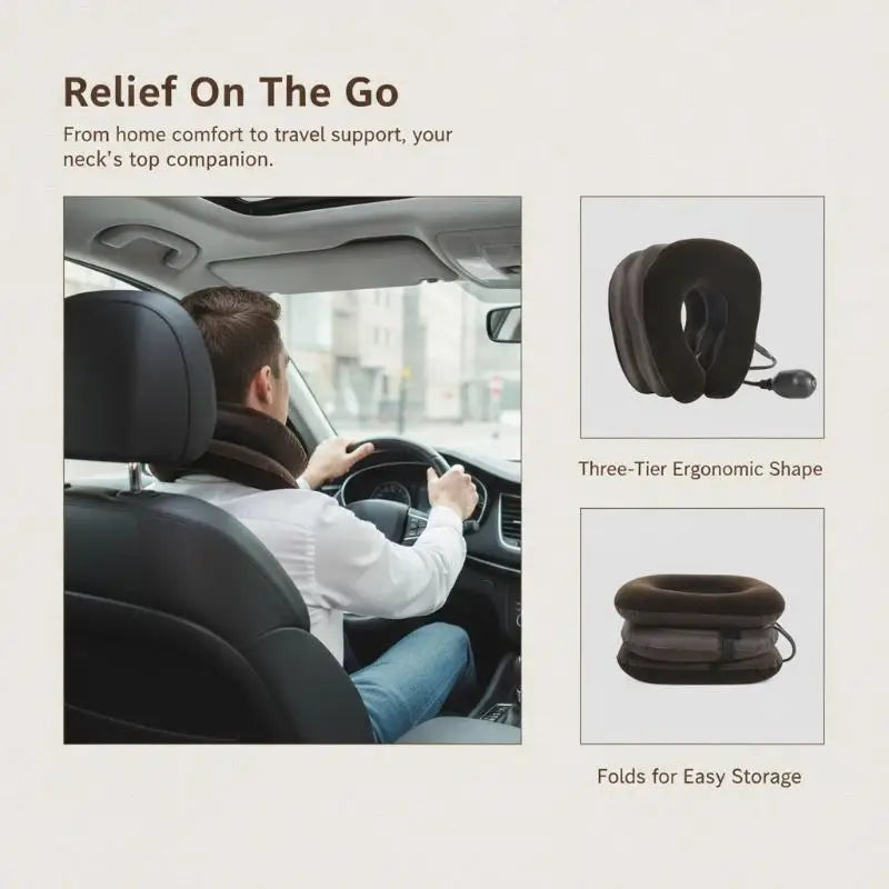 Adjustable Inflatable Neck Traction Device Soft Stretcher Brace Qme