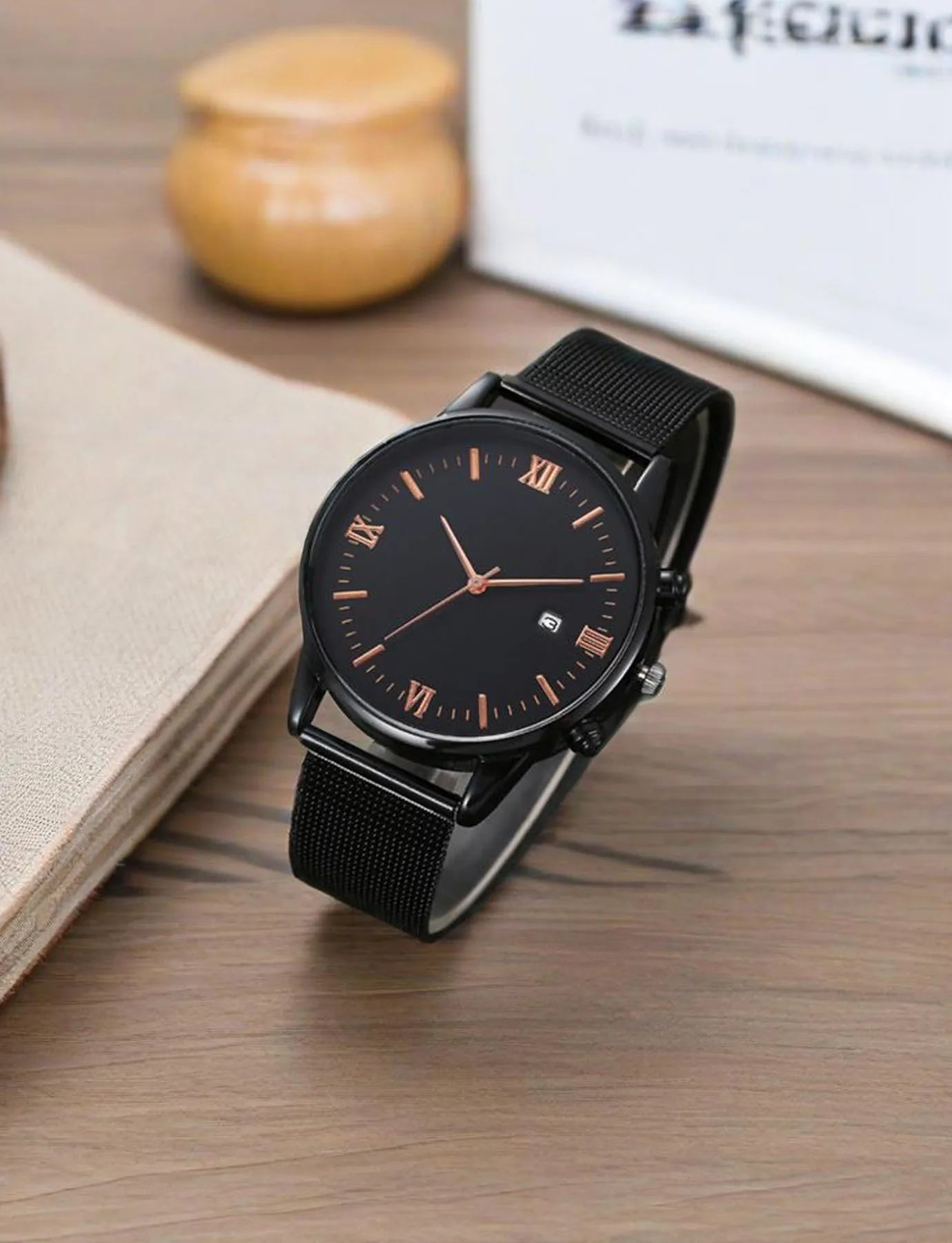 1 pcs of LOGO free graduated mesh quartz watch for men's casual quartz watch for students, with a large dial and simple design Qme