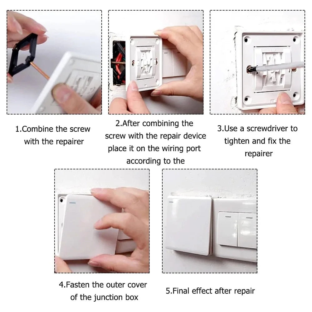 10Pcs 86 Type Cassette Repairer Dark Box Repair Screw Plug Switch Old Socket Boxes Replacement Fixed Wall Repair Box Support Rod Qme