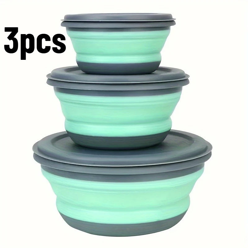 3pcs of Bowls for Indoor And Outdoor Use, Suitable for Kitchen, Travel, And Camping Qme Green 1set