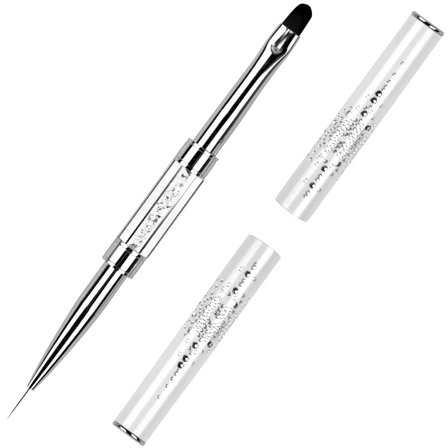 Dual-ended Nail Design Brush Rhinestone Handle UV Gel Nail Brush Professional Nail Art Tools Qme