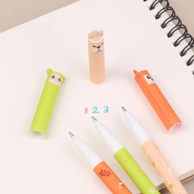 Animal Erasable Gel Pens 8 Soft Grip Smooth Writing Study Work Qme