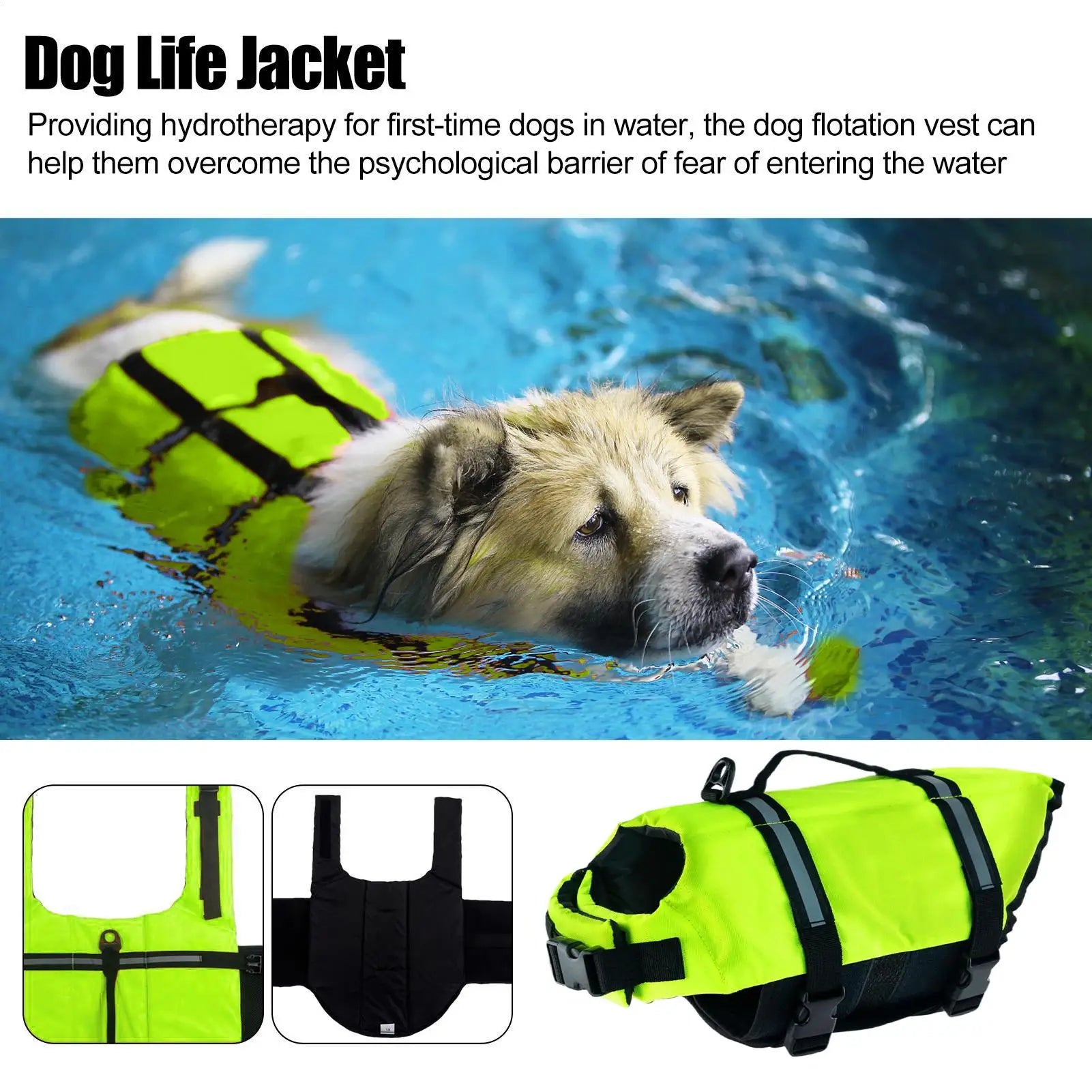 Dog Life Jacket High Visibility Dog Life Vest For Boating Swimsuit With Handles For All Breeds Small Medium Doggy Outdoor Beach Qme