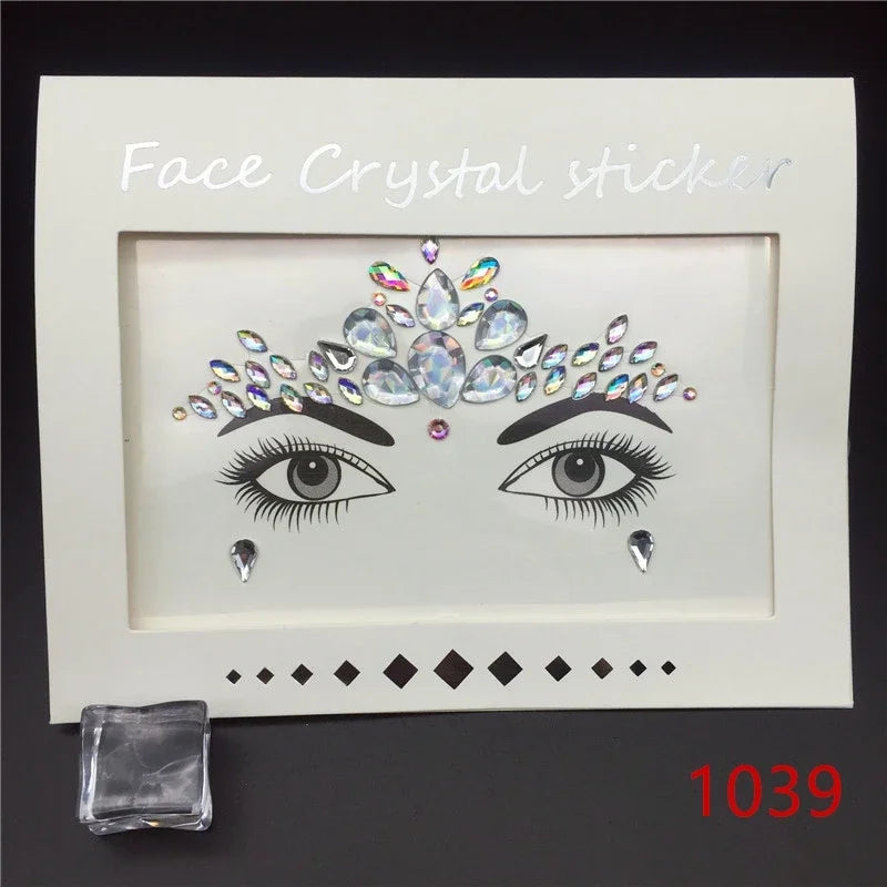Face Gems Rhinestone Temporary Tattoo Jewels Festival Party Body Eyes Glitter Stickers Flash Mermaid Temporary Tattoos Sticker Qme 1039