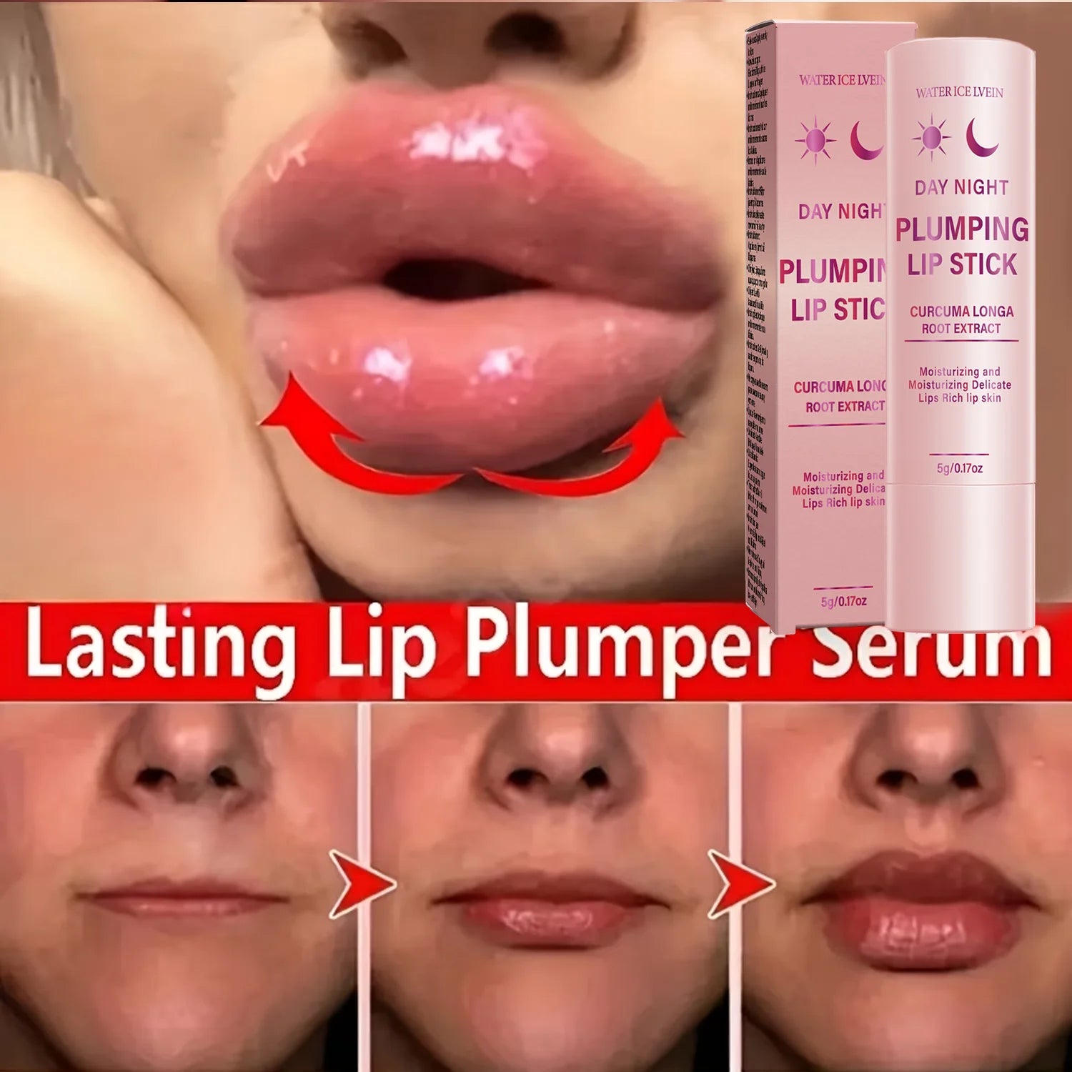 Day & Night Lip Cream with Curcuma & Aloe Vera, Moisturizing & Plumping Lip Care Qme