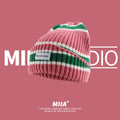 Niche Striped Autumn Winter Warm Wool Hat Showing Face Small Qme pink with green One Size