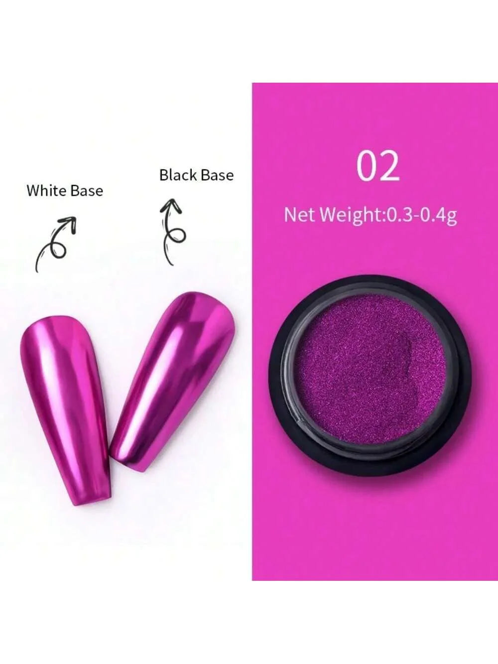 1 Box Nail Powder Chameleon Mirror Chrome Pigment Glitter UV Gel Dust Qme rose