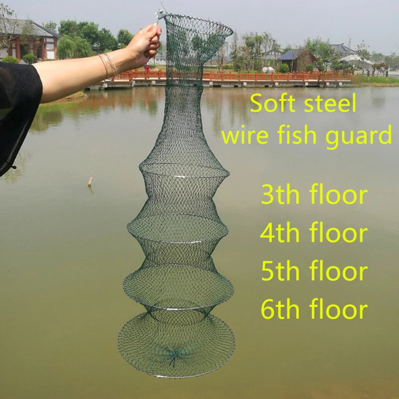 Fishing Net 3 4 5 6 Layers Folding Telescoping Quick-drying Nylon Qme