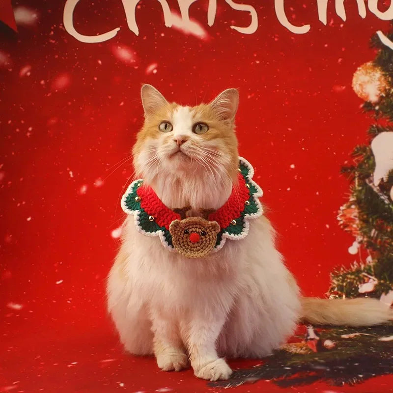 Christmas pet collars, cat scarves, Christmas decorations, bell ties, cute necklaces, woven outfits i Qme