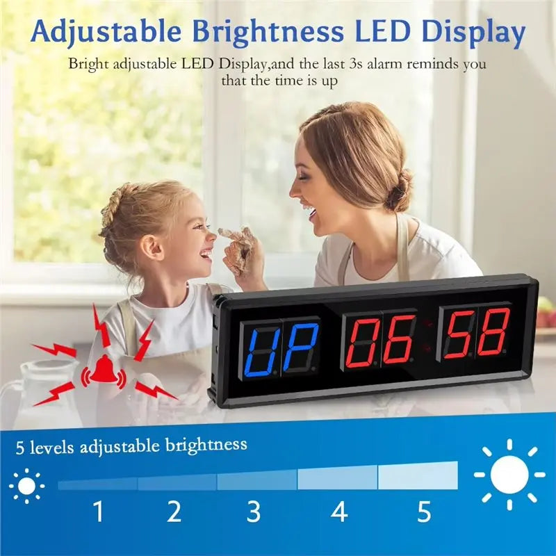 A02F-LED Timer Remote Control Programmable Garage Timer Interval Timer Sports Training Clock Gym Timer Qme