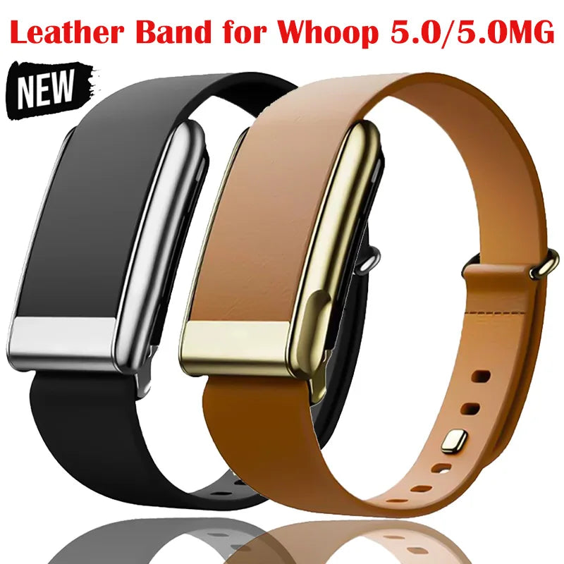 Leather Slim Waistband for WHOOP 5.0 /5.0MG Fitness Soft Breathable Replacement Strap Adjustable Protector Sports Wristband Qme