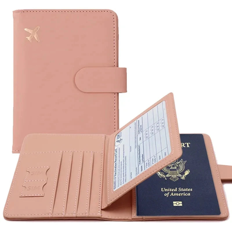 Multifunctional Passport Storage Bag Wallet Multi-layer Card Leather Protective Cover Portable Document Passport Storage Clip Qme