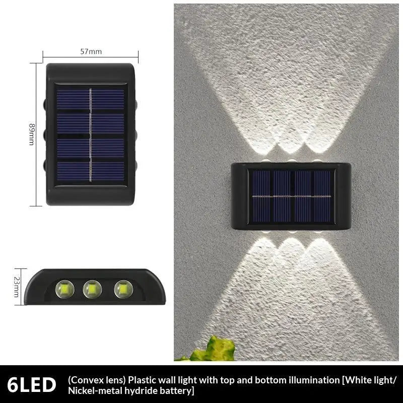 Solar Wall Lamp Outdoor Waterproof Solar Fence Lights Solar Powered Up Down Lighting Garden Yard Street Decoration Wall Lights Qme white