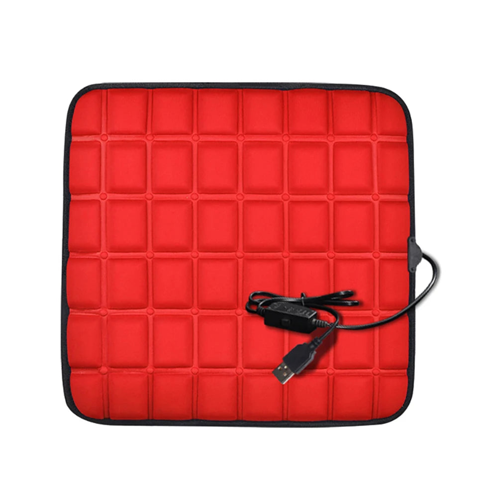 Winter Heated Car Seat Cover 5V/12V Heating Warmer Car Seat Cushion Auto Universal Protector Cloak Cover Pads for Car Accessorie Qme Red 5V Usb