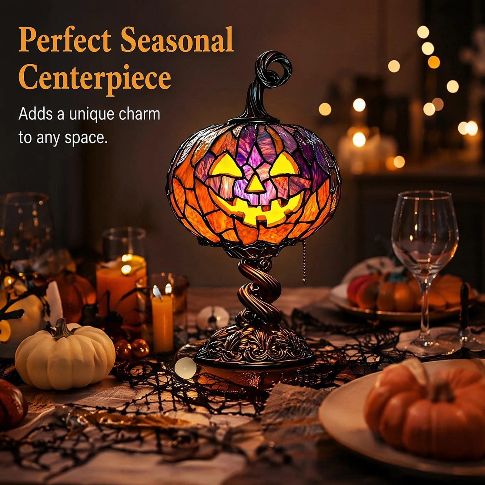 Gothic Witch Hat Pumpkin Resin Night Light Warm Enchanting Glow & Versatile Decorative Lamp for Halloween Home Decoration Qme