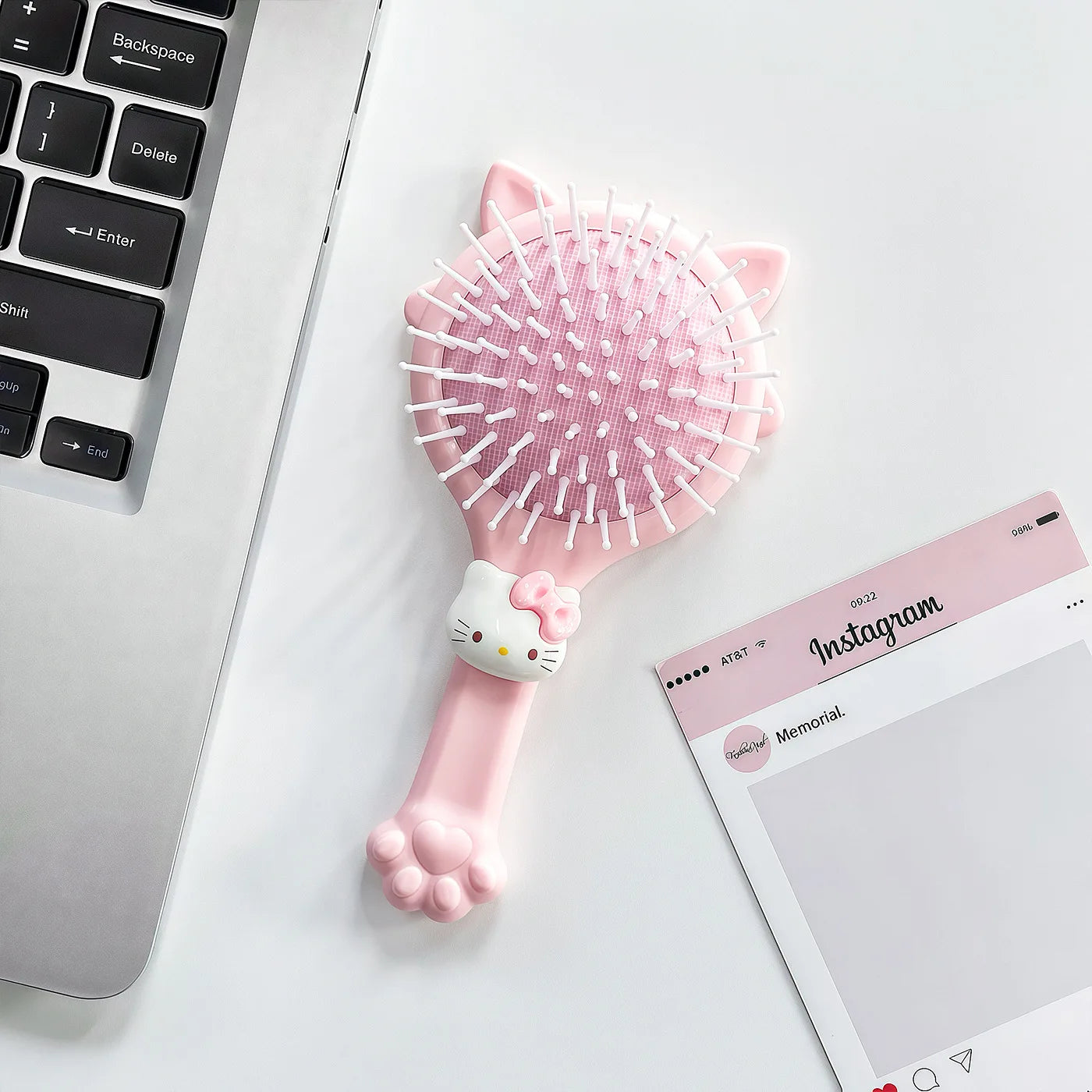 Hello Kitty Volumizing Openwork Comb Massage Cushion Comb Air-Cushion Comb Straightening Comb and Mirror 4-Piece Set Qme 3