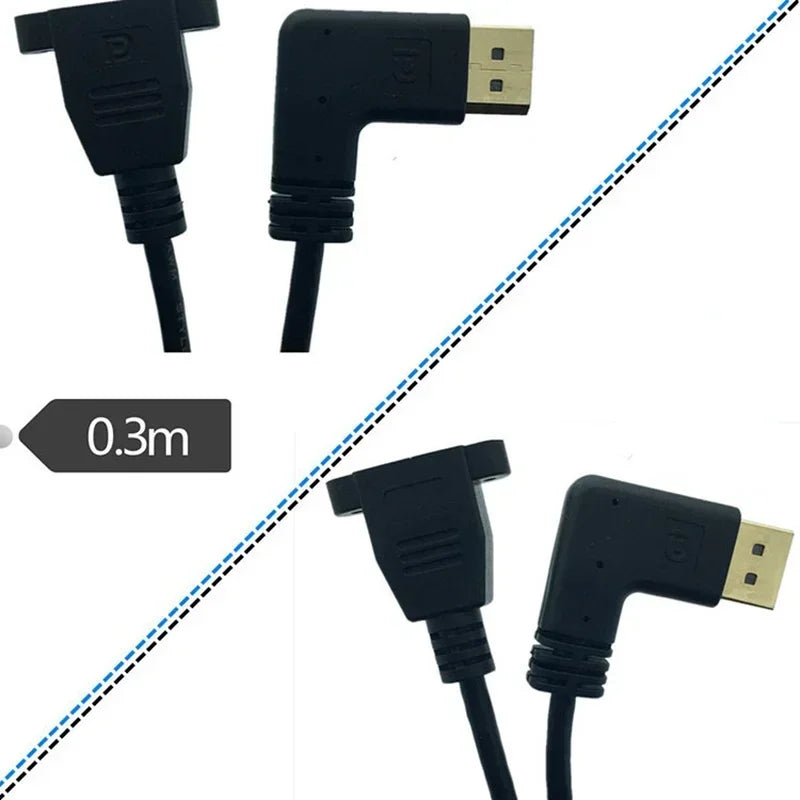 DP1.2 Male and Female Belt Ear Fixing Screws Displayport Revolution Female Extension Line Left and Right Elbows 4K Qme