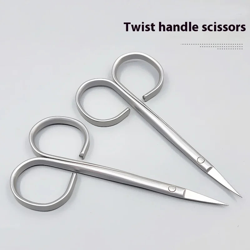 Eye Scissors Twisted Handle Straight-curved-point Double-fold Rapid Qme